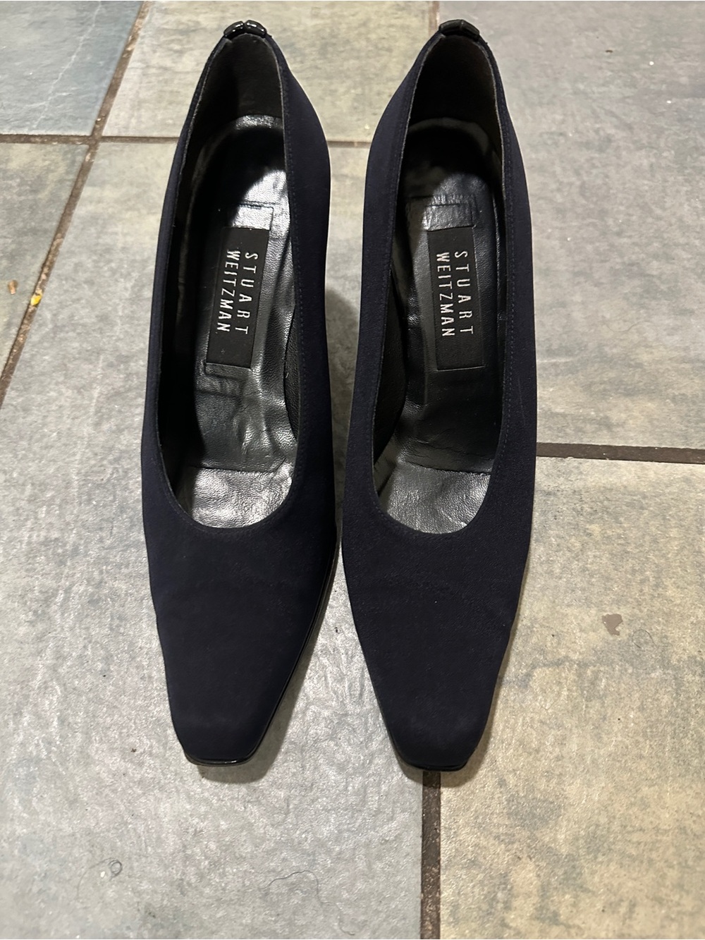 Vintage (90s) Stuart Weitzman Navy Suede Pointed Toe Pumps